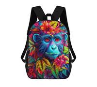 sinyumoney Colorful Monkey Portrait-3 School Bag 3D Printed Backpacks Fashion Kids School Backpack Boys Rucksacks for Boys Middle School Students 17inch