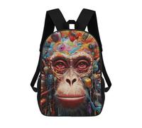 sinyumoney Colorful Monkey Portrait -5 Backpack School Backpack Kids School Bag Large Capacity Kids Backpack for School Rucksack 3D Book Bag Gifts for Kids 17inch