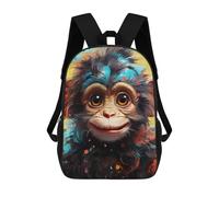 sinyumoney Colorful Monkey Portrait-7 3D Printed Children's School Backpack for Kids Travel Rucksacks Book Bags Kids School Bag 17inch