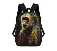 sinyumoney Colorful Monkey Portrait Backpacks, Kids Backpack Student School Bag 3D Printed Travel Backpacks Fashion Accessory Backpack Children Waterproof School Bags 17inch