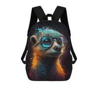 sinyumoney Colorful Monkey with Glasses Children's 17 Inch School Backpack 3D Printed Anime Movies for Kids Travel Rucksacks Book Bags Kids School Bag