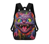 sinyumoney Colorful Monster Cat Artwork Kids Backpack,School Backpack Kids School Bag 3D Printed Cartoon Large Capacity Backpack for Kids Boys And Girls 17inch