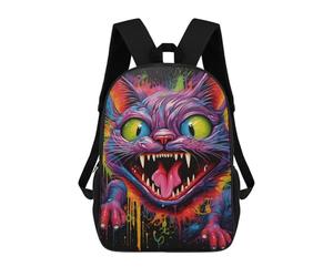 sinyumoney Colorful Monster Cat Artwork Kids Backpack,School Backpack Kids School Bag 3D Printed Cartoon Large Capacity Backpack for Kids Boys And Girls 17inch