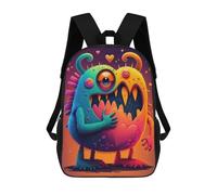 sinyumoney Colorful Monster with Heart 3D Printed Children's School Backpack for Kids High Capacity Travel Rucksacks Book Bags Kids School Bag Back Pack 17inch