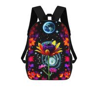 sinyumoney Colorful Moon And Flowers School Backpack Daypacks Business Backpack Water Resistant Bookbag for Campus Outdoor Travel Sports 17inch