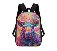 sinyumoney Colorful Moose Portrait-4 Backpack School Backpack Kids School Bag Large Capacity Kids Backpack for School Rucksack 3D Book Bag Gifts for Kids 17inch