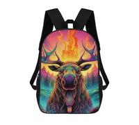 sinyumoney Colorful Moose Portrait Backpacks 3D Printed Kids School Backpack School Bag Fashion Rucksacks for Boys Elementary And Middle School Students 17inch