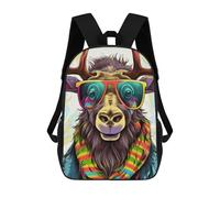 sinyumoney Colorful Moose with Sunglasses Backpack Cartoon Plush Bag, 3D Backpack for Kids School Bag Birthday Gift Idea for Boys And Girls 17inch