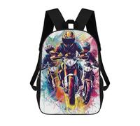sinyumoney Colorful Motorcycle Art Print Backpack School Bag Work Laptop Backpack Rucksack Bag for Boys/Girls/Teenagers 17inch