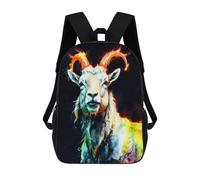 sinyumoney Colorful Mountain Goat Portrait Backpack School Bag Water Resistant Travel Backpack Computer Bag for Teenage Girls Boys Women Men 17inch