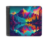 sinyumoney Colorful Mountain Reflections -1 3D Print Men's Wallet Multiple Slots Banknote Compartments Soft Convenient Purse Youth Guys 11.7cm*9.5cm