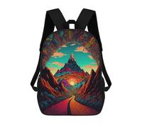 sinyumoney Colorful Mountain Sunset Path -1 Backpacks 3D Printed School Bag Casual Kids Fashion School Bag for Boys Middle School Students School 17inch