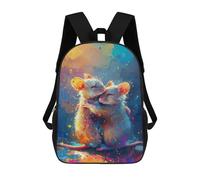 sinyumoney Colorful Mouse Hug Art Print Fashion Student School Backpack Suitable for Boys Girls Kids Casual Outdoor Travel Essential Daypack 17inch