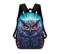 sinyumoney Colorful Mystical Owl Art Backpacks, Kids Backpack Student School Bag 3D Printed Travel Backpacks Fashion Accessory Backpack Children Waterproof School Bags 17inch