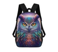 sinyumoney Colorful Mystical Owl Artwork 3D Printed Children's School Backpack for Kids Travel Rucksacks Book Bags Kids School Bag 17inch