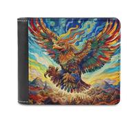 sinyumoney Colorful Mythical Bird Artwork 3D Print Clutch Purse Slots ID Window RFID Blocking Leather Men's Wallet Youth Guys 11.7cm*9.5cm