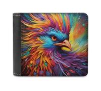 sinyumoney Colorful Mythical Bird Portrait 3D Print Wallet Safe Protection Card RFID Blocking Banknote Compartments Fashion Slim Leather Wallet 11.7cm*9.5cm