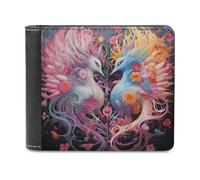 sinyumoney Colorful Mythical Birds 3D Print PU Leather Wallet Use Holds Bills Leather RFID Banknote Compartments Fashion Slim Wallets 11.7cm*9.5cm