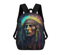 sinyumoney Colorful Native American Portrait Rucksack Secondary Causal Travel High School Bags for Men, Women & Teenage Boys 17inch