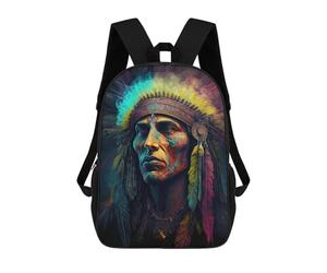 sinyumoney Colorful Native American Portrait Rucksack Secondary Causal Travel High School Bags for Men, Women & Teenage Boys 17inch