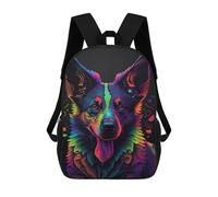 sinyumoney Colorful Neon Dog Art Print-1 Backpacks Kids 17inch School Backpack School Bag 3D Printed School Bag for Boys Elementary And Middle School Students