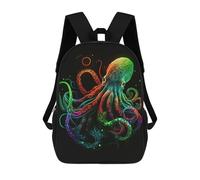 sinyumoney Colorful Neon Octopus Children's School Backpack 3D Printed for Kids Travel Rucksacks Book Bags Kids School Bag 17inch