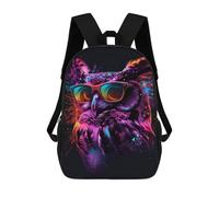 sinyumoney Colorful Neon Owl Art Print-1 3D Printed 17inch Kids School Bag Rucksacks Children's School Fashion Casual Back Pack High Capacity Travel Book Bags
