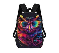 sinyumoney Colorful Neon Owl Art Print-2 Backpack School Lightweight Airport College Students Back Pack for School/Work/Travel 17inch
