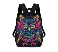 sinyumoney Colorful Neon Owl Art Print-3 Backpack School Bag Lightweight Airport College Students Back Pack for School/Work/Travel 17inch