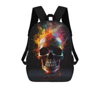 sinyumoney Colorful Neon Skull School Backpack Water Resistant Computer Rucksack- Perfect for Travel, Work And Daily Use 17inch