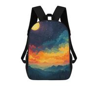 sinyumoney Colorful Night Landscape with Moon School Bags Large Water Resistant Laptop Backpack for Campus Outdoor Travel Sports 17inch