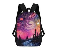 sinyumoney Colorful Night Sky Landscape Backpack Kids School Bag Boys Cartoon 3D Print Students Schoolbag Laptop Daypack for Boys Girls 17inch