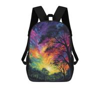 sinyumoney Colorful Night Sky with Trees Backpack School Large School Backpack for Boys - Perfect for Travel, Work And Daily Use 17inch