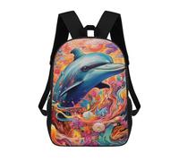 sinyumoney Colorful Ocean Dreams 3D Printed Children's School Backpack for Kids High Capacity Travel Rucksacks Book Bags Kids School Bag Back Pack 17inch