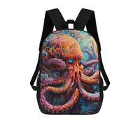 sinyumoney Colorful Octopus Artwork -2 3D Printed School Bag Children's School Backpack Schoolbags Travel Backpacks Casual Fashion Bag for Kids School Students 17inch