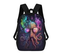 sinyumoney Colorful Octopus Glasses Art Print 17 Inch Backpack School Bag Rucksack for Girls Boys Large Capacity Kids Back Pack Lightweight School Bags for Children Students