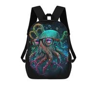 sinyumoney Colorful Octopus with Glasses Art Print Rucksack Rucksack Casual Daypacks School Work Travel Bag for Men, Women & Teenage Boys 17inch