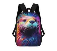 sinyumoney Colorful Otter Art Print Backpacks Kids 17inch School Backpack School Bag 3D Printed School Bag for Boys Elementary And Middle School Students