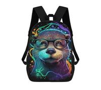 sinyumoney Colorful Otter Art Print Children's Backpack, Schoolbag Large Capacity Students Bookbag Rucksack Knapsack for Boys Girls Adults Teen 17inch
