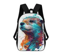 sinyumoney Colorful Otter Illustration Backpack 3D Print Kids Bag Elementary Students Daypack Lightweight School Bag for Children Girls Boys Nursery Lunch Pack 17inch