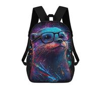 sinyumoney Colorful Otter with Glasses Art Print 17 Inch Backpack School Bag Rucksack for Girls Boys Large Capacity Kids Back Pack Lightweight School Bags for Children Students