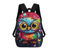 sinyumoney Colorful Owl Art Print-2 Rucksacks 3D Printed Children 17inch Backpacks Fashion Casual Daypack Travel Bags Outdoor Casual Daypack for Boy And Girl