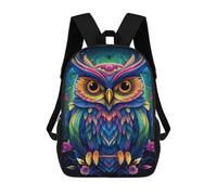 sinyumoney Colorful Owl Art Print-3 Backpack School Rucksack Casual Daypacks School Work Travel Bag for Men, Women & Teenage Boys 17inch