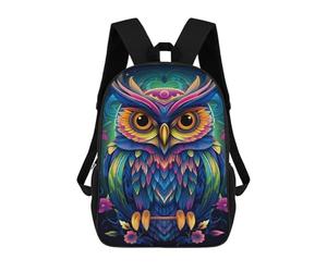 sinyumoney Colorful Owl Art Print-3 Backpack School Rucksack Casual Daypacks School Work Travel Bag for Men, Women & Teenage Boys 17inch