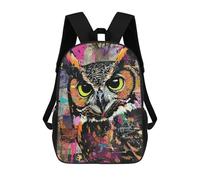 sinyumoney Colorful Owl Art Print Backpack School Bag Large School Backpack for Boys - Perfect for Travel, Work And Daily Use 17inch