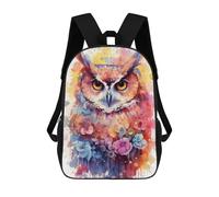 sinyumoney Colorful Owl Art Print Backpacks 3D Printed Kids School Backpack School Bag Fashion Rucksacks for Boys Elementary And Middle School Students 17inch