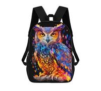 sinyumoney Colorful Owl Artwork-4 3D Printed Children's School Backpack for Kids High Capacity Travel Rucksacks Book Bags Kids School Bag Back Pack 17inch