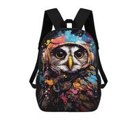 sinyumoney Colorful Owl Astronaut Art Print Children's Backpacks 17inch School Backpack 3D Printed Bag Bookbag for Kids Travel Rucksacks Boy Girl Book Bags Kids School Bag