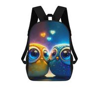 sinyumoney Colorful Owl Couple Children's School Backpack 3D Printed for Kids Travel Rucksacks Book Bags Kids School Bag 17inch