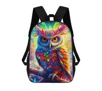sinyumoney Colorful Owl Fantasy Cityscape 3D Printed Children's School Backpack for Kids High Capacity Travel Rucksacks Book Bags Kids School Bag Back Pack 17inch